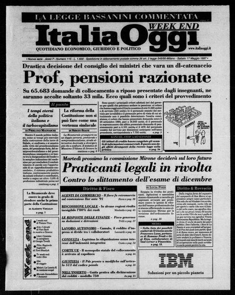 Italia oggi : quotidiano di economia finanza e politica